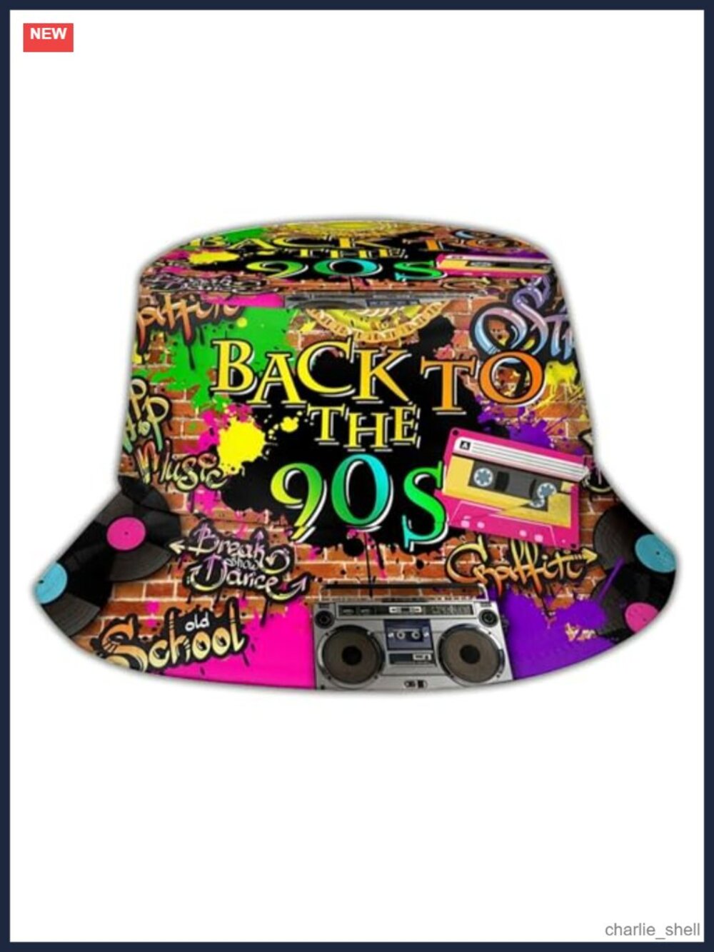 90s Bucket Hat Packable Polyester Twill Unisex Sun Cap Rave Party
